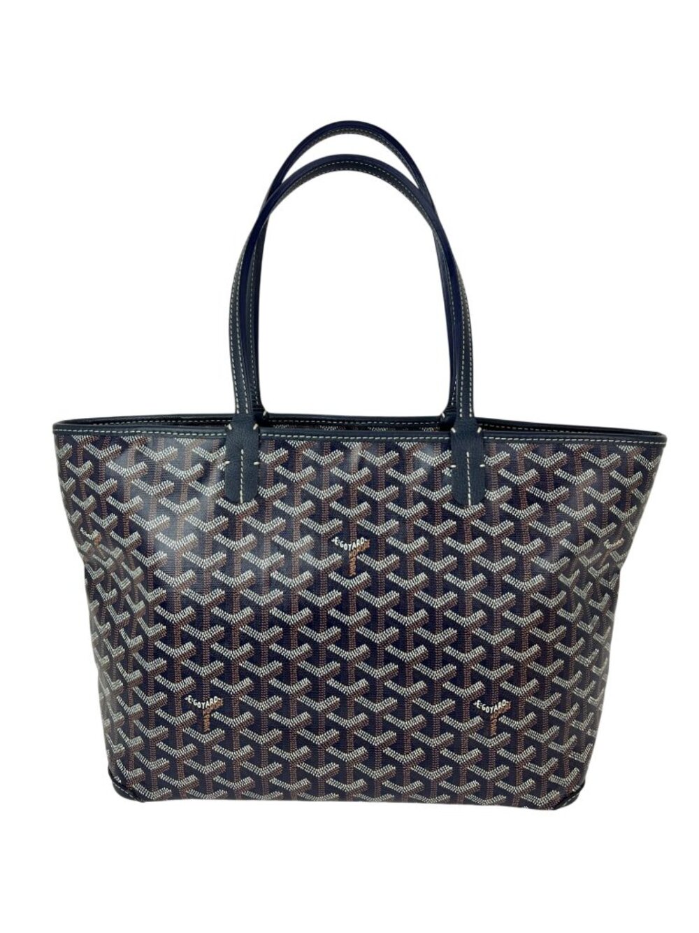 Goyard Goyardine Artois PM Navy Blue Zipper Tote Bag